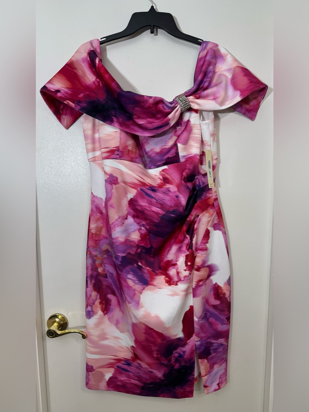 Eliza J Pink & Purple Floral One-Shoulder Sheath Dress